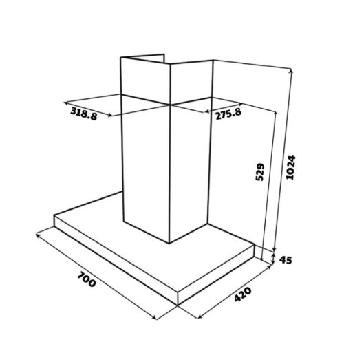 Máy hút mùi áp tường GrandX GX H70C69G 3 kich thuoc may hut mui ap tuong grandx gx h70c69g