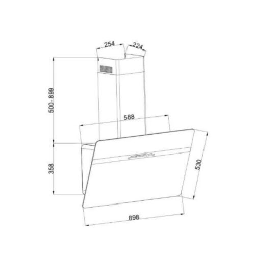Máy hút mùi áp tường GrandX GX H90S86G 3 kich thuoc may hut mui ap tuong grandx gx h90s86g