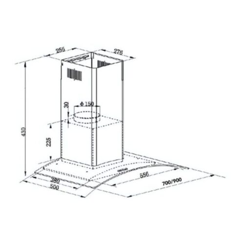 Máy hút mùi kính cong GrandX GX H90C62 3 kich thuoc may hut mui kinh cong grandx gx h90c62
